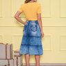 saia midi jeans com marias e bolso funcional costas