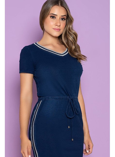 vestido com detalhe em ribanas e amarracao frontal nitido jeans 8