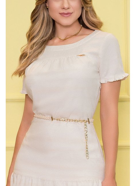 vestido evase off white com cinto 2