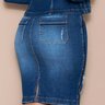 conjunto feminino jeans escuro destroyed nitido costas baixo