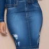 conjunto feminino jeans escuro destroyed nitido baixo