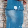 conjunto denim saia e colete nitido jeans costas baixo