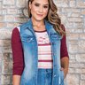 conjunto denim saia e colete nitido jeans cima