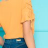 blusa mostarda detalhe na manga e gola nitido costas detalhe