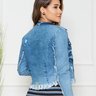 jaqueta jeans com barra destroyed nitido costas cima