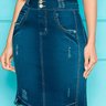 saia jeans azul pespontos claros nitido baixo