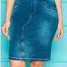 saia secretaria em malha denim nitido