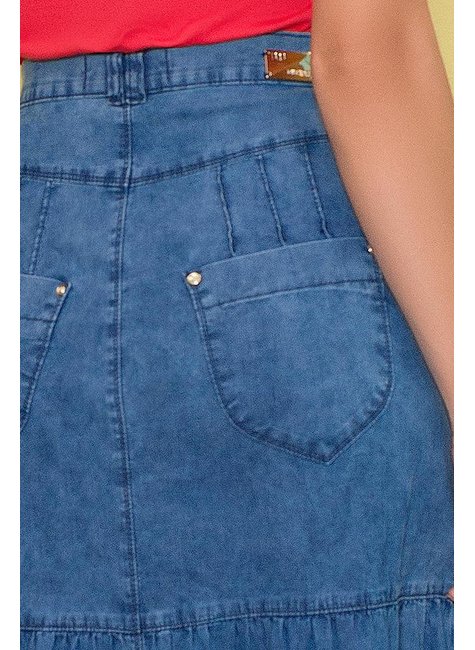 saia longa jeans com babados nitido jeans 9