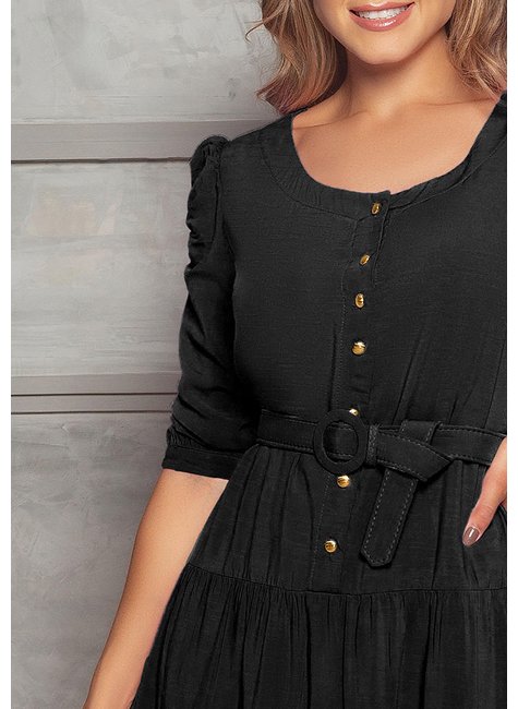 vestido preto manga 34 detalhe em marias nitido cima detalhe