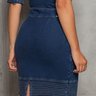 vestido meia manga denim com bolso funcionais nitido jeans costas baixo