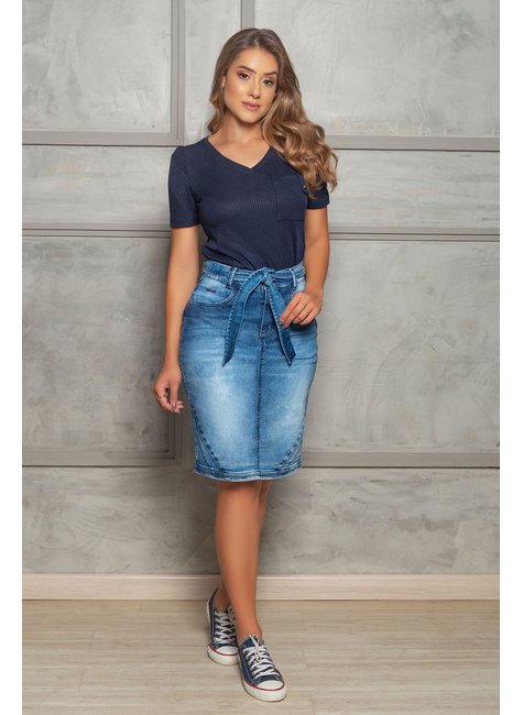 saia jeans reta com amarracao 1