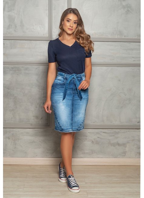 blusa manga curta em malha canelada kaylane nitido