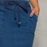 saia reta azul recortes laterais videntine nitido jeans detalhe