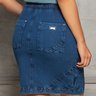 saia reta azul recortes laterais videntine nitido jeans costas
