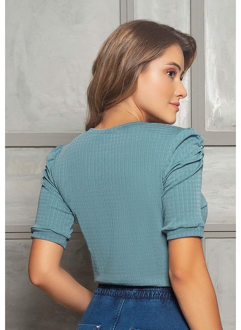 blusa verde detalhe nas mangas mikaelly nitido costas cima