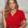camisa feminina vermelha com amarracao pamela nitido