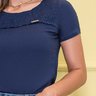 blusa marinho com lastex no ombro e guippir nitido cima detalhe