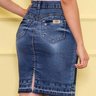 saia denim com recorte lateral em ribana nitido jeans costas baixo