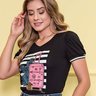 t shirt estampada detalhe em galao na manga nitido jeans cima