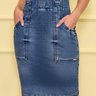 vestido denim pespontos destacados bolso sobreposto nitido baixo