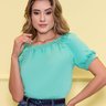 blusa verde detalhes em ribana e botoes nitido cima
