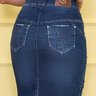 saia jeans com detalhe em ziper nas laterais costas