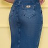 saia denim midi com detalhe em trancas e fenda costas