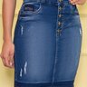 saia denim com barra a fio e botoes na vista