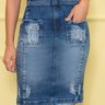 saia jeans cintura alta cinto de tranca nitido baixo