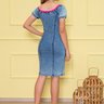 vestido denim claro decote ombro a ombro nitido costas