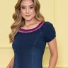 vestido denim escuro decote ombro a ombro nitido cima