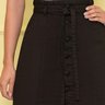 saia midi preta botoes e faixa para amarrar nitido baixo detalhe