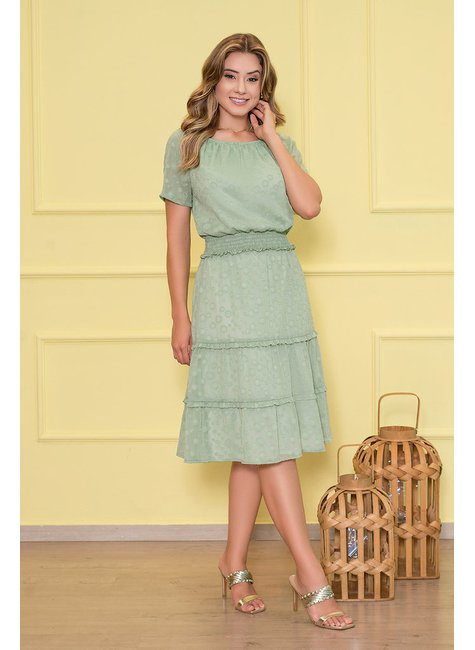 Vestido Social Detalhes em Marias e Lastex